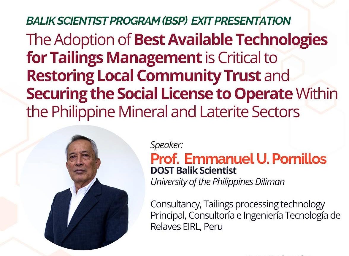Everyone is invited to the Balik Scientist Program Exit Presentation of Emmanuel U. Pornillos