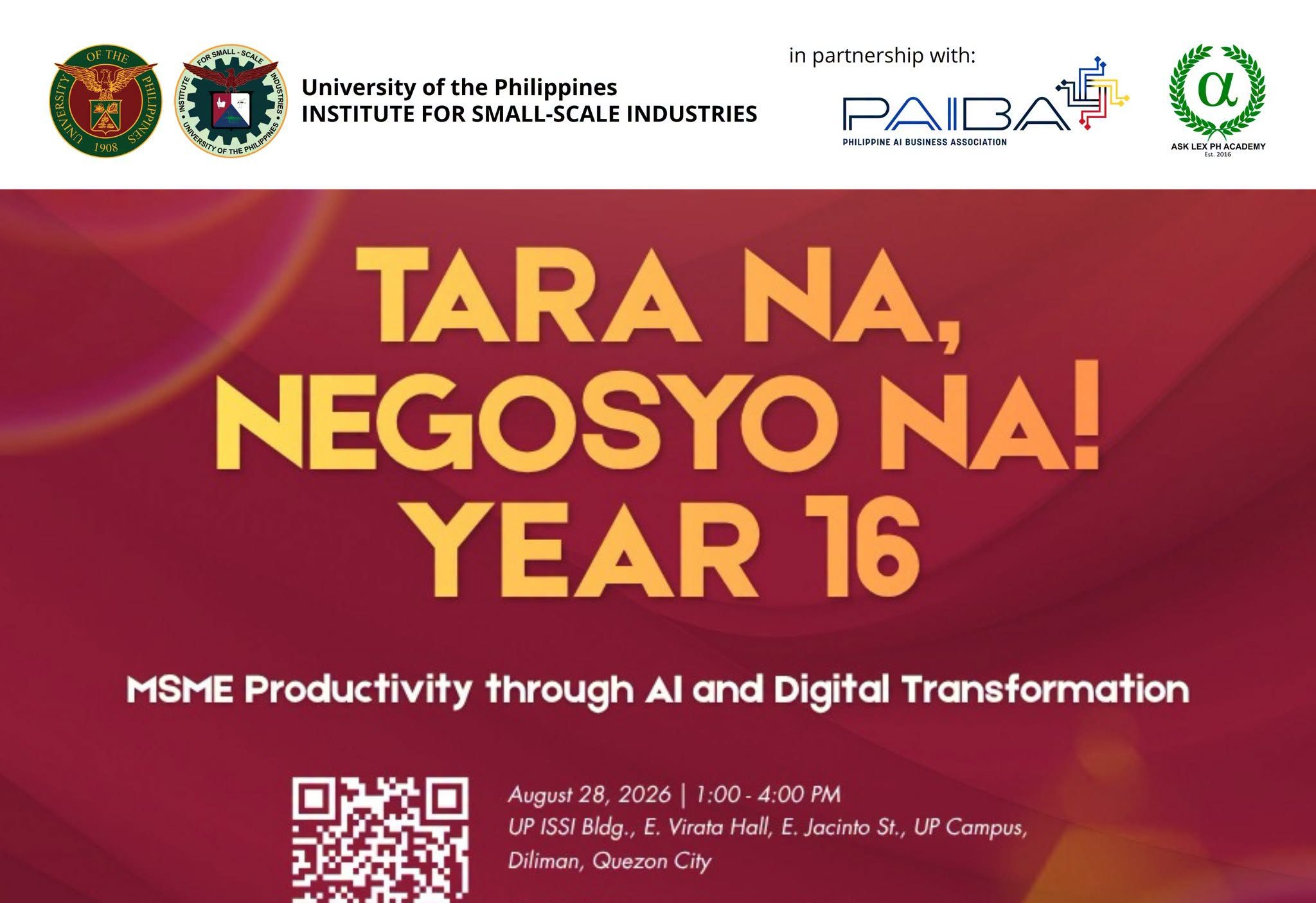 Tara Na, Negosyo Na! Year 16: MSME Productivity through AI and Digital Transformation